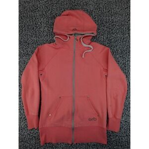 Orb Full Zip Hoodie Womens Medium Coral Pink Raglan Sleeve Hooded Sweatshirt